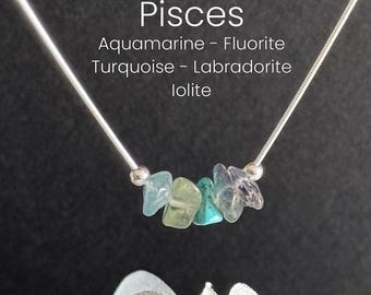 Pisces Necklace Raw Crystals Zodiac Sign Astrology Choker Crystal Jewelry