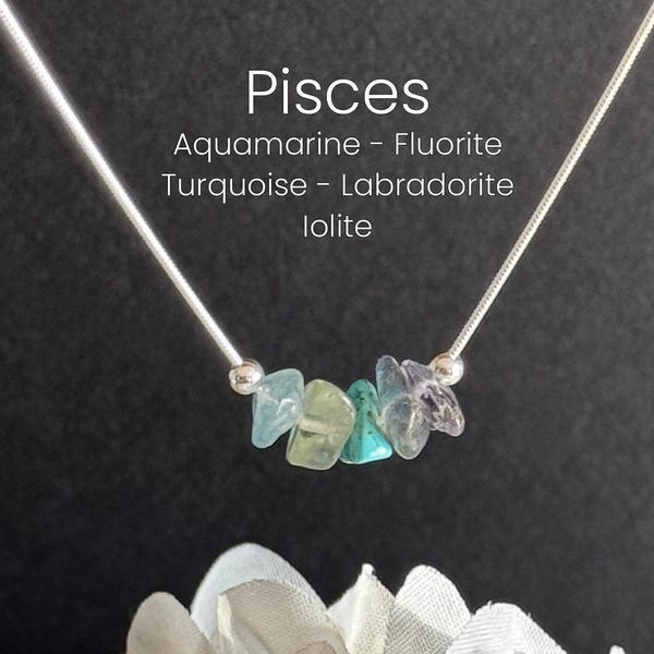 Fiskarna Halsband Råa Kristaller Stjärntecken Astrologi Choker Kristallsmycken