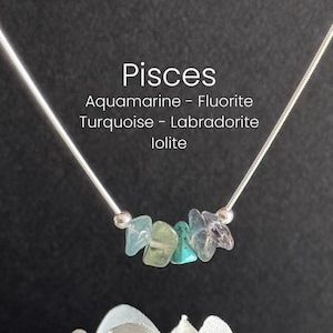 Pisces Necklace Raw Crystals Zodiac Sign Astrology Choker Crystal Jewelry