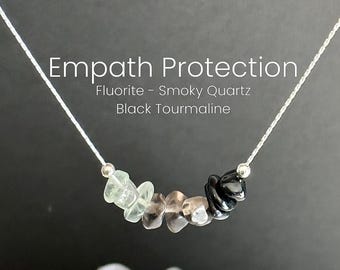 Empath Protection Halsband Rå Kristall Justerbart Halsband Sterling Silver eller 14K Guldfyllt