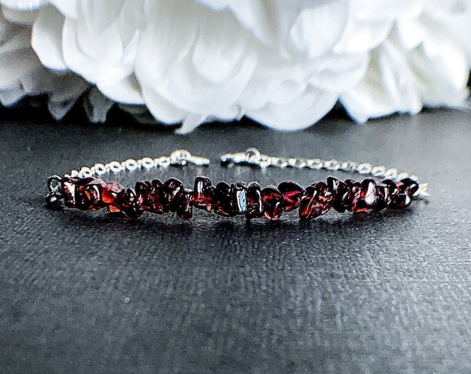 Garnet Bracelet Raw Crystal Jewelry Birthstone Ankle Bracelet