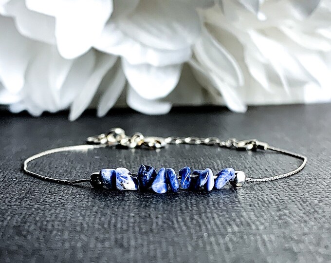 Raw Sodalite Bracelet, Calming Bracelet, Anxiety Bracelet, Stress Bracelet