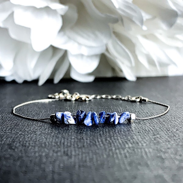 Bracelet sodalite brute, bracelet calmant, bracelet anxiété, bracelet stress