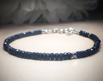 Sapphire Bracelet, Virgo September Birthstone Dainty stack jewelry