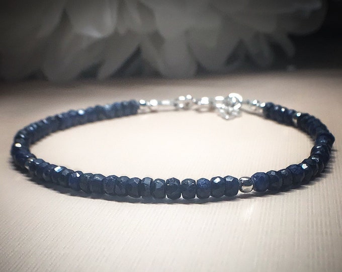 Sapphire Bracelet, Virgo September Birthstone Dainty stack jewelry