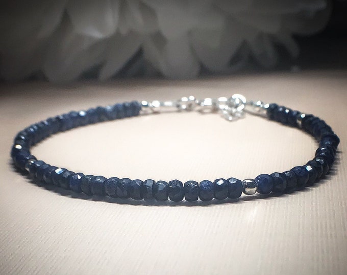 Sapphire Bracelet, Virgo September Birthstone Dainty stack jewelry