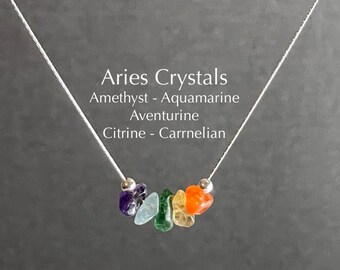 Aries Necklace Raw Stone Astrology Zodiac Sign Astrology Choker Crystal Jewelry