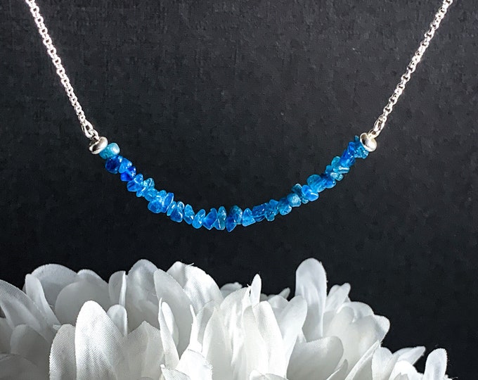 Beautiful Blue Apatite Choker or Necklace Adjustable, Blue Boho jewelry, Meditation Focus Jewelry, Clarity gemstone gift for her