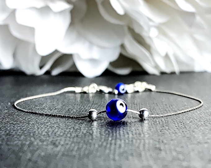 Evil Eye Protection Bracelet, Turkish Evil Eye Empath Anxiety Protection Ankle Bracelet Anklet, Dainty Bracelet