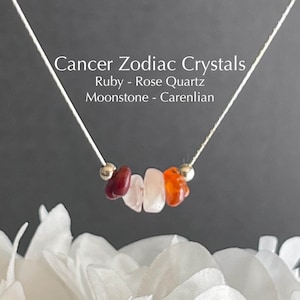 Cancer Zodiac Sign Necklace Raw Crystals Zodiac Sign Astrology Choker Crystal Jewelry