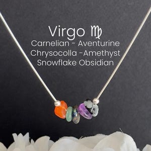 Collar Virgo con cristales en bruto, signo zodiacal, gargantilla de astrología, joyería de cristal