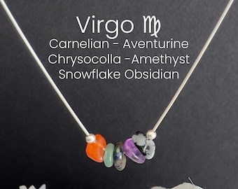 Virgo Necklace Raw Crystals Zodiac Sign Astrology Choker Crystal Jewelry