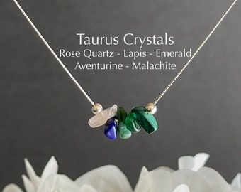 Taurus Necklace Raw Crystals Zodiac Sign Astrology Choker Crystal Jewelry