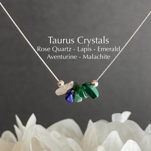 Taurus Necklace Raw Crystals Zodiac Sign Astrology Choker Crystal Jewelry