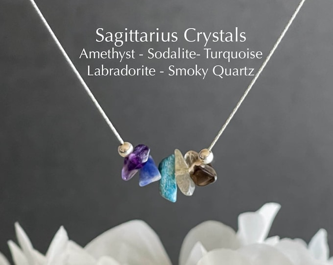 Sagittarius Necklace Raw Crystals Zodiac Sign Astrology Choker Crystal Jewelry