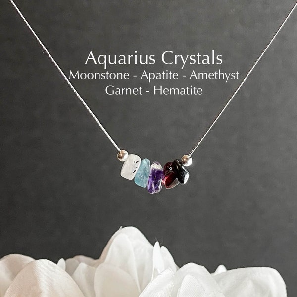 Aquarius Necklace Raw Crystals Zodiac Sign Astrology Choker Crystal Jewelry