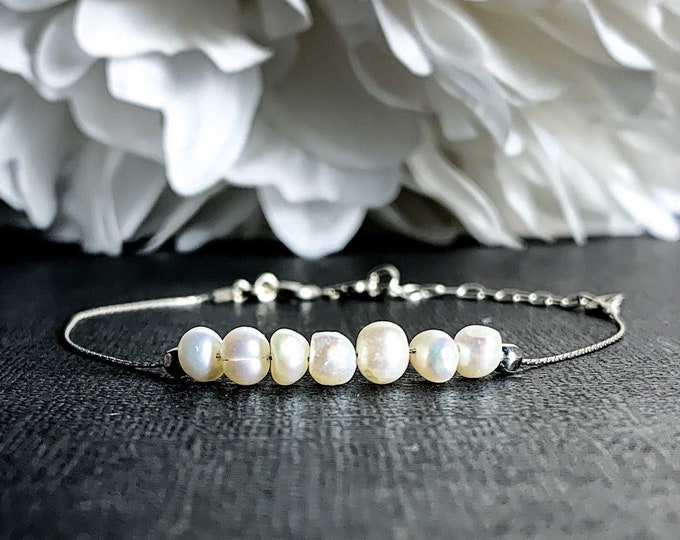 Real Pearls Dainty Anklet, Tiny Pearls Silver Anklet, Bracelet Femme, June Birthstone