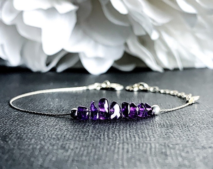 Raw Amethyst Anxiety Bracelet, Empath Jewelry, Anxiety Jewelry, February Birthstone