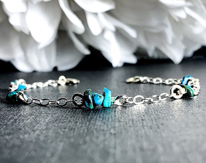 Turquoise Satellite Bracelet, Sterling Silver Anklet