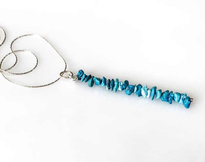 Raw Turquoise Protection Pendant Necklace, December Birthstone, Cleansing Anxiety Jewelry