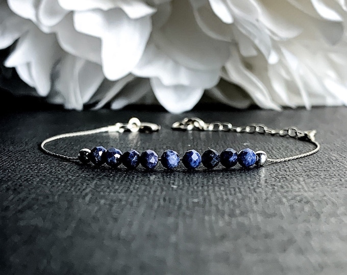 Delicate Sapphire Bracelet or Anklet gift for Best Friend, September birthstone Womens Bracelet jewelry, Healing Crystal Bracelet for Women