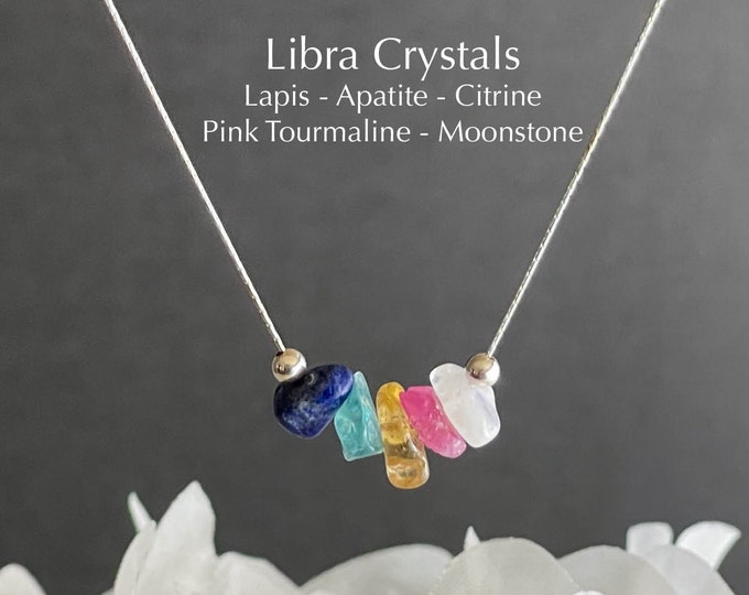 Libra Necklace Raw Crystals Zodiac Sign Astrology Choker Crystal Jewelry