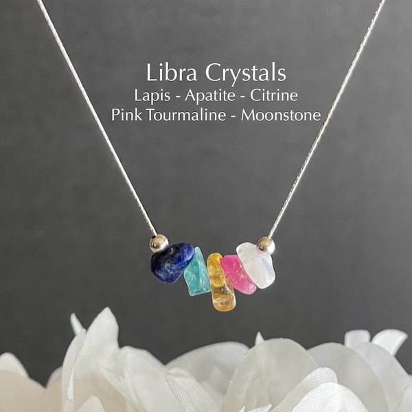 Libra Necklace Raw Crystals Zodiac Sign Astrology Choker Crystal Jewelry