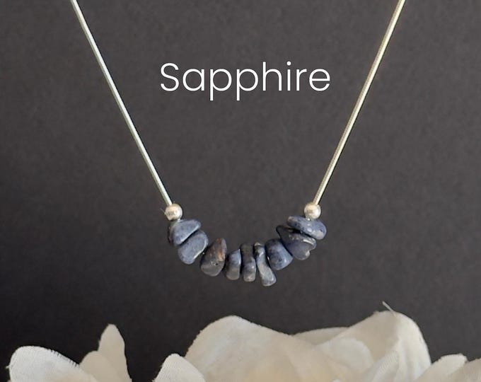 Sapphire Raw Crystal Necklace – September Birthstone Jewelry
