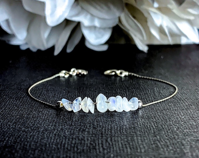 Silver Moonstone Bracelet Fertility Gift, Encouragement Gift, Moon Calming Energy, Sacred Feminine crystal gemstone, Genuine, Real, Natural