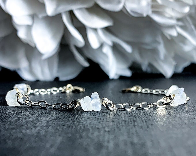 Moonstone Crystal Bracelet Sterling Silver Anklet