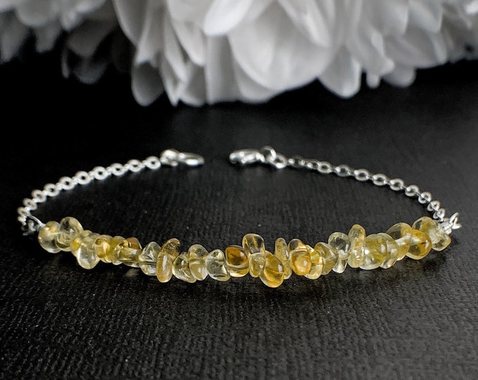 Citrine Bracelet Raw Citrine Bracelet Energy BRacelet November Birthstone Prosperity Bracelet Scorpio Birthstone Depression Bracelet Citrine