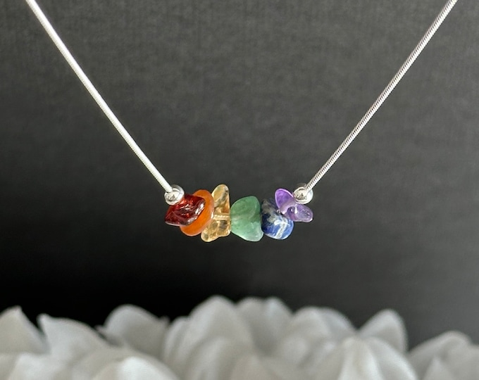 Pride Necklace Rainbow Gay Pride Raw Crystal Gemstone Necklace