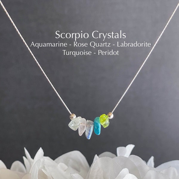 Scorpio Necklace Raw Crystals Zodiac Sign Astrology Choker Crystal Jewelry