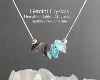 Collier Gémeaux Cristaux bruts Signe du zodiaque Astrologie Choker Bijoux en cristal