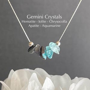 Collar de Géminis con cristales crudos, signo del zodiaco, astrología, gargantilla, joyería de cristal