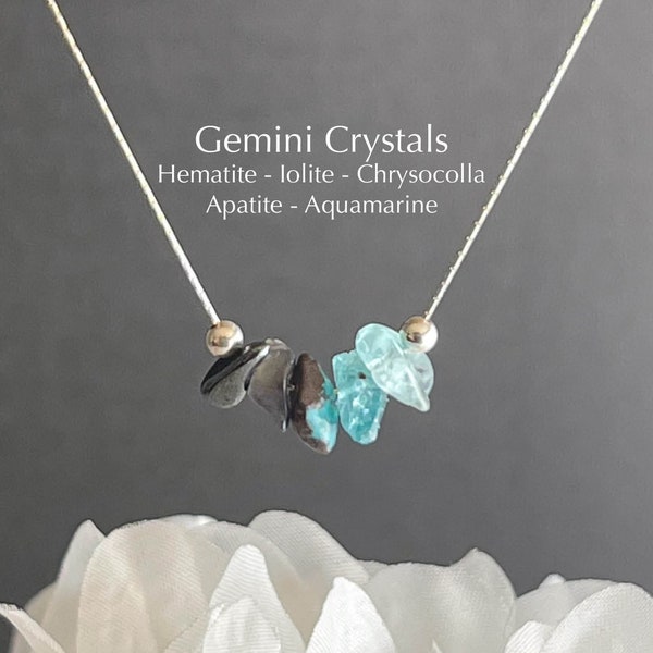 Gemini Necklace Raw Crystals Zodiac Sign Astrology Choker Crystal Jewelry
