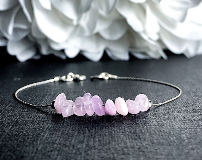 Kunzite Crystal Bracelet Ankle Bracelet Silver Chain