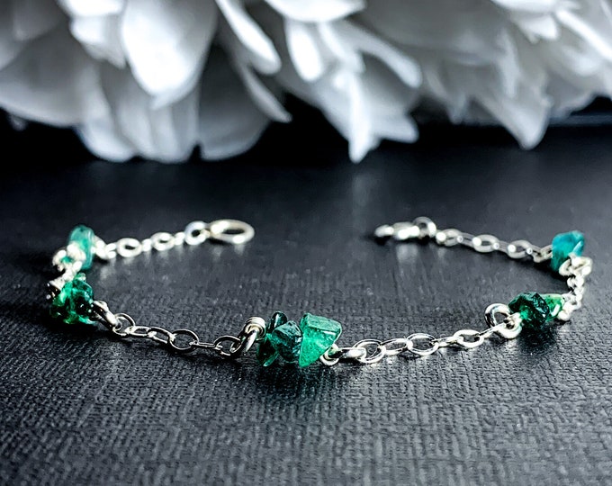 Green Aventurine Bracelet Satellite Chain Sterling Silver