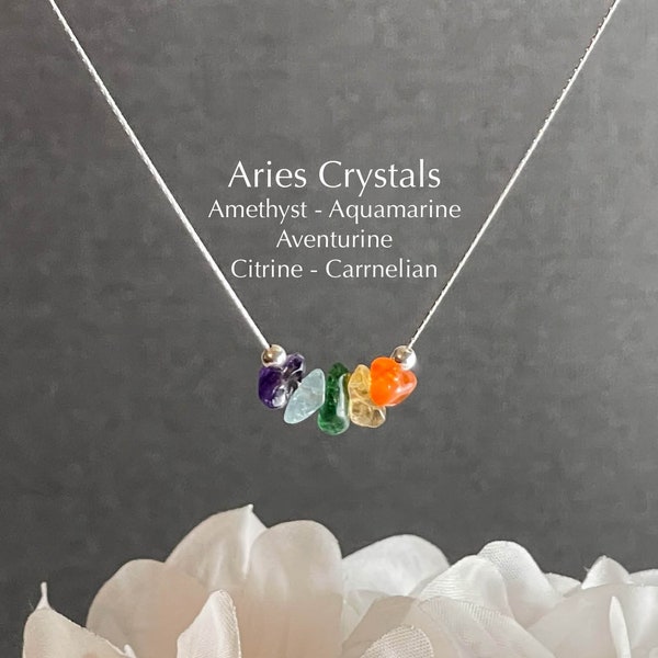 Aries Necklace Raw Crystals Zodiac Sign Astrology Choker Crystal Jewelry