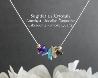 Skytten Halsband Råa Kristaller Stjärntecken Astrologi Choker Kristallsmycken