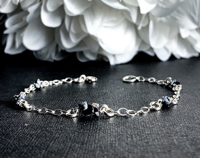 Snowflake Obsidian Black Obsidian Crystal Bracelet