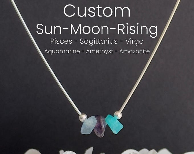 Custom Zodiac Sun Moon Rising Sign Astrology Jewelry Gift
