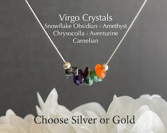 Virgo Necklace Raw Crystals Zodiac Sign Astrology Choker Crystal Jewelry