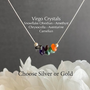 Virgo Necklace Raw Crystals Zodiac Sign Astrology Choker Crystal Jewelry image 1