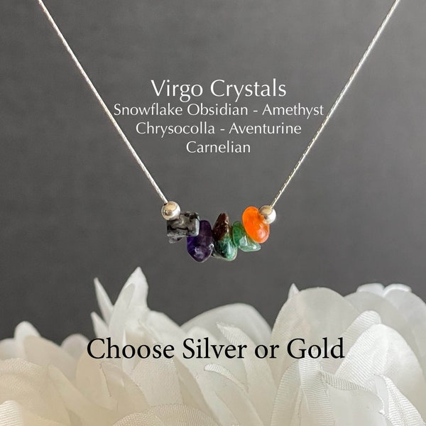 Virgo Necklace Raw Crystals Zodiac Sign Astrology Choker Crystal Jewelry