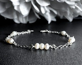 Pearl Bracelets for Women Silver Anklet Freshwater Pearl