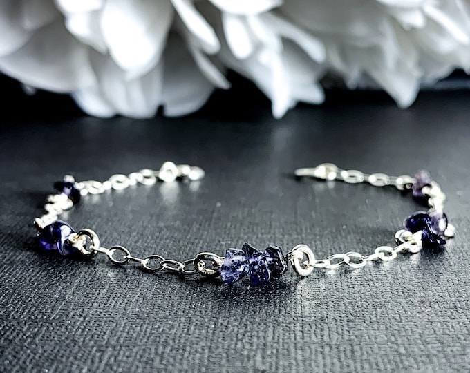 Iolite Bracelet Sterling Silver Satellite Chain Anklet