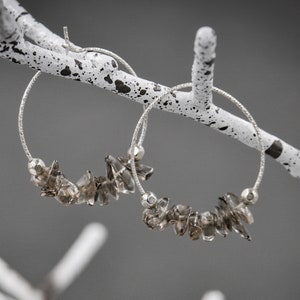 Raw Smoky Quartz EMF Protection Grounding Jewelry, Raw stone earrings, Mindfulness Gift