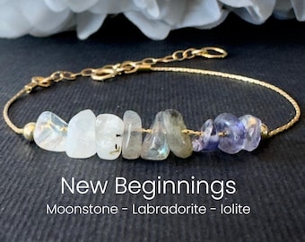 New Beginnings Crystal Bracelet Fresh Start Spell Jewelry Sterling Silver Anklet Graduation Gift for Retirement Life Transition