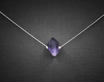 Raw Amethyst Point empath jewelry, amethyst choker, February Birthstone